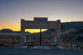 Sunset above building ruins in Rhyolite, Nevada