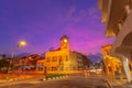 Beautiful sunset behind the antique building in Phuket Royalty Free Stock Photo