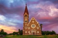 Sunset above Christchurch, a historic lutheran church in Windhoek, Namibia Royalty Free Stock Photo