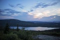 Sunset Above the Clouds. Dusk views from Cadillac Mountain. Royalty Free Stock Photo