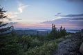 Sunset Above the Clouds. Dusk views from Cadillac Mountain. Royalty Free Stock Photo