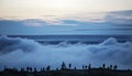 Sunset Above the Clouds. Dusk views from Cadillac Mountain. Royalty Free Stock Photo