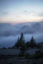 Sunset Above the Clouds. Dusk views from Cadillac Mountain. Royalty Free Stock Photo