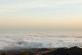 Sunset above the clouds, top view from the mountain Royalty Free Stock Photo