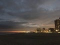 Sunset above Coney Island Boardwalk - View from Brighton Beach in Brooklyn, New York, NY.