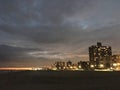 Sunset above Coney Island Boardwalk - View from Brighton Beach in Brooklyn, New York, NY.