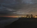 Sunset above Coney Island Boardwalk - View from Brighton Beach in Brooklyn, New York, NY.