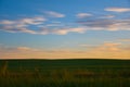Sunset above the field in russian countryside