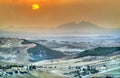 Sunset above hills in North-West Tunisia near Le Kef Royalty Free Stock Photo