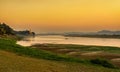 Sunset above Irrawaddy river in Bagan Royalty Free Stock Photo