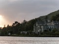 Sunset above kylemore abbey in ireland Royalty Free Stock Photo