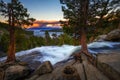 Sunset above Lower Eagle Falls and Emerald Bay, Lake Tahoe, California Royalty Free Stock Photo