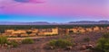 Sunset above a moroccan village with Atlas mountains in the background Royalty Free Stock Photo