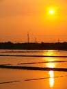 Sunset above the Salt Pan in Tainan, Taiwan Royalty Free Stock Photo