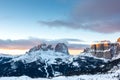 The sunset above Sassolungo and Col Rodella, Canazei, Italy