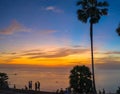 sunset above sugar palm around Promthep cape viewpoint Phuket