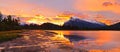 Sunset above Vermilion Lakes, Banff National Park Royalty Free Stock Photo