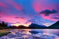 Sunset above Vermilion Lakes, Banff National Park Royalty Free Stock Photo