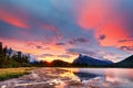 Sunset above Vermilion Lakes, Banff National Park Royalty Free Stock Photo
