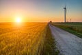 Sunset above the windmills Royalty Free Stock Photo