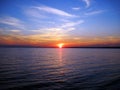 Sunset across Long Island Sound at Hammonasset Beach State Park Royalty Free Stock Photo