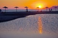 Sunset On Ada Bojana Island, Montenegro Royalty Free Stock Photo