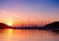 Sunset in Adriatic sea bay Royalty Free Stock Photo