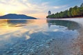 Sunset on the Adriatic Sea in Montenegro, Summer landscape