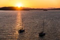 Sunset in Adriatic sea near Shibenik, Croatia Royalty Free Stock Photo