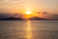 Sunset at Aegean sea at Evia island in Greece Royalty Free Stock Photo