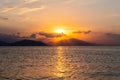 Sunset at Aegean sea at Evia island in Greece Royalty Free Stock Photo