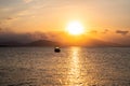 Sunset at Aegean sea at Evia island in Greece Royalty Free Stock Photo