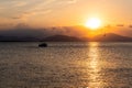 Sunset at Aegean sea at Evia island in Greece Royalty Free Stock Photo