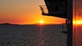 Sunset in Aegean sea in Greece from the ferry boat Royalty Free Stock Photo