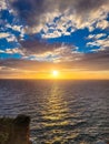 Sunset of the Aegeum Sea from Cape Sounion Greece