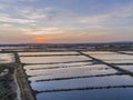 Sunset aerial seascape view of Olhao salt marsh Inlet Royalty Free Stock Photo