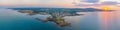 Sunset aerial view of Bulgarian seaside town Ahtopol... Royalty Free Stock Photo