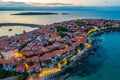 Sunset aerial view of Bulgarian town Sozopol Royalty Free Stock Photo