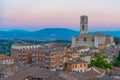 Sunset aerial view of convent of San Domenico in Perugia, Italy