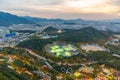 Sunset aerial view of eworld amusement park in Daegu, Republic of Korea Royalty Free Stock Photo