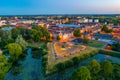 Sunset aerial view of Kristianstad bastion in Sweden
