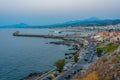 Sunset aerial view of the port of Rethimno at Crece, Greece