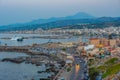 Sunset aerial view of the port of Rethimno at Crece, Greece