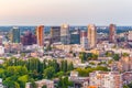 Sunset aerial view of skyline of Rotterdam, Netherlands Royalty Free Stock Photo