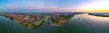 Sunset aerial view of Smederevo fortress in Serbia