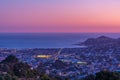 Sunset aerial view of suburb of Wellington in New Zealand Royalty Free Stock Photo