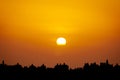 Sunset in Africa, gorgeous red sky over Saint Mary town in Sal Island, Cape Verde, Africa Royalty Free Stock Photo