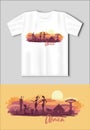 Background with landscape of South Africa. Travel concept with t-shirt mockup