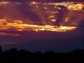 Sunset Africa orange beauty sky clouds hills Royalty Free Stock Photo