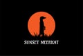 Sunset African Sunset Sunrise Standing Meerkat Silhouette Logo